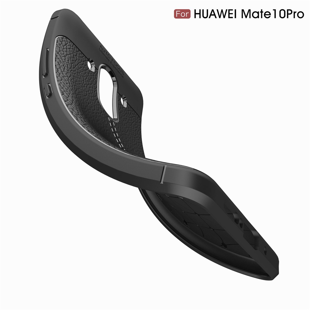 Litchi Grain Soft TPU Back Cover for Huawei Mate 10 Pro - Black-9