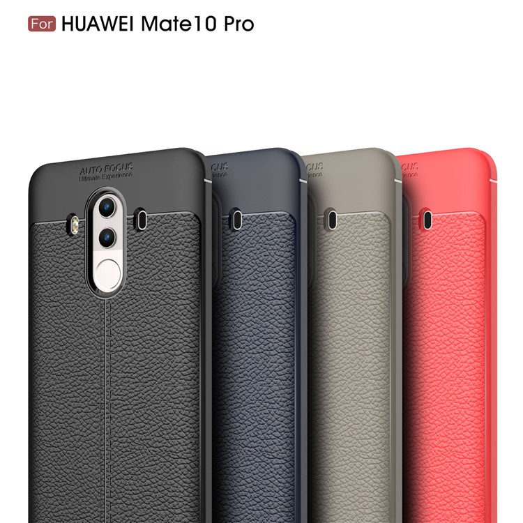 Litchi Grain Flexible TPU Back Case for Huawei Mate 10 Pro - Grey-3