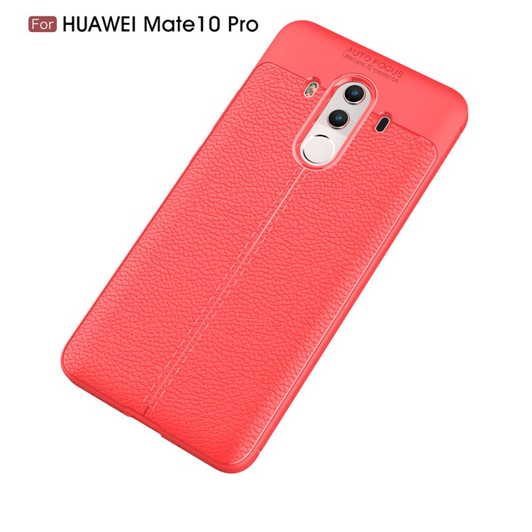 For Huawei Mate 10 Pro Litchi Grain Soft TPU Phone Cover Accessory - Red-2