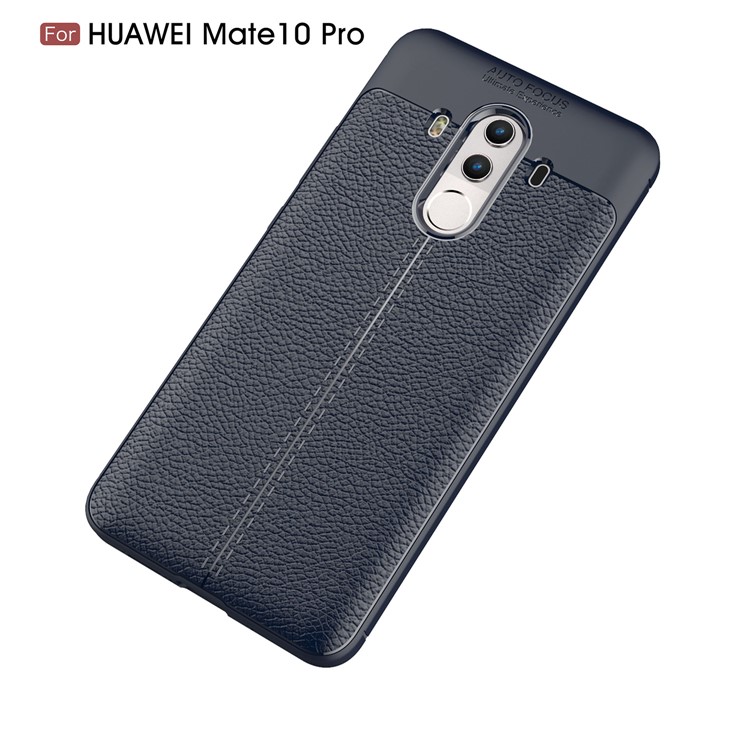 Litchi Texture TPU Protection Flexible Cover for Huawei Mate 10 Pro - Dark Blue-2