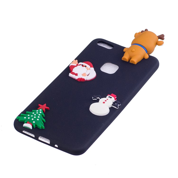 Christmas Pattern TPU Back Case for Huawei P10 Lite - 3D Reindeer Doll / Black-4