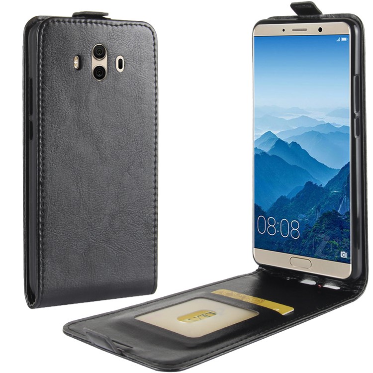 Verrückte Pferd Vertikale Flip Ledertasche Mit Kartensteckplatz Für Huawei Mate 10 - Schwarz-1
