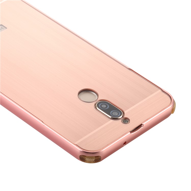 Slide-on Metal Bumper + Brushed PC Back Panel Plated Hybrid Case for Huawei Mate 10 Lite / nova 2i / Maimang 6 - Rose Gold-2