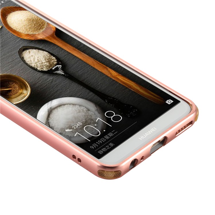 Slide-on Metal Bumper + Brushed PC Back Panel Plated Hybrid Case for Huawei Mate 10 Lite / nova 2i / Maimang 6 - Rose Gold-3