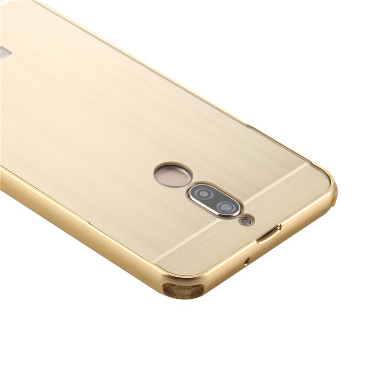 Slide-on Metal Bumper Plastic Back Cover for Huawei Mate 10 Lite / nova 2i / Maimang 6 - Gold-2