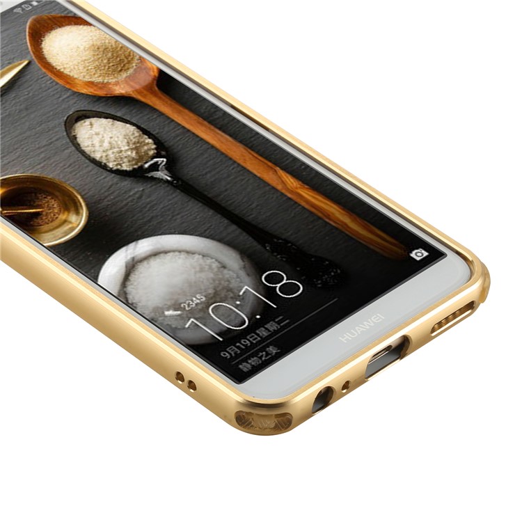Slide-on Metal Bumper Plastic Back Cover for Huawei Mate 10 Lite / nova 2i / Maimang 6 - Gold-3