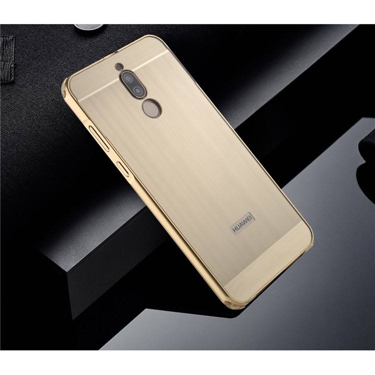 Slide-on Metal Bumper Plastic Back Cover for Huawei Mate 10 Lite / nova 2i / Maimang 6 - Gold-4