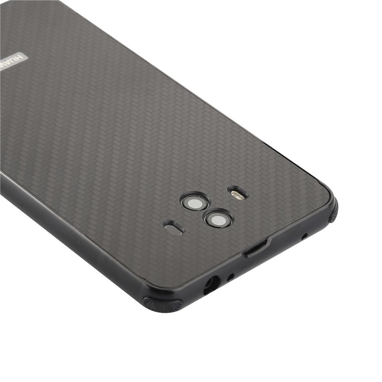 Electroplated Metal Bumper + Carbon Fiber PC Back Panel Slide-on Case for Huawei Mate 10 - Black-11