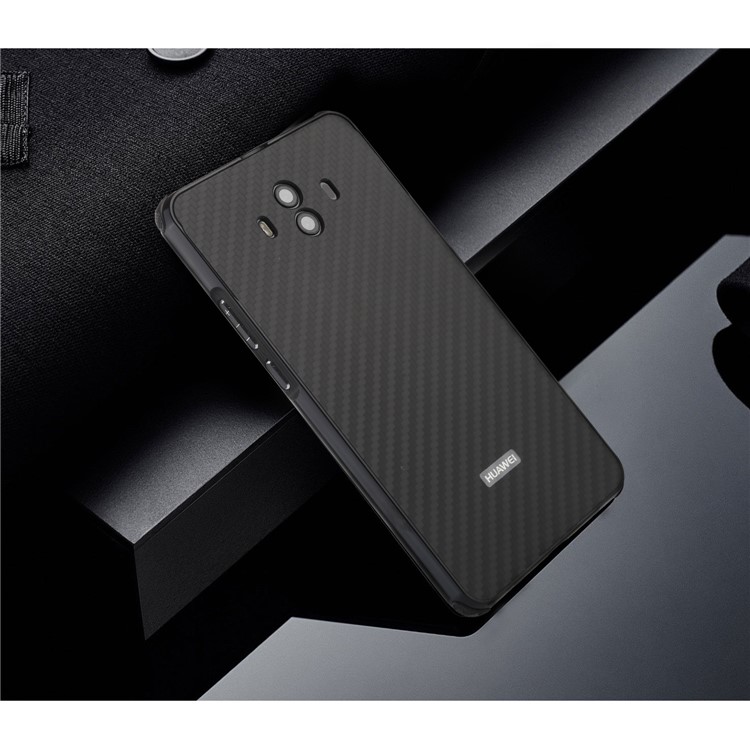 Electroplated Metal Bumper + Carbon Fiber PC Back Panel Slide-on Case for Huawei Mate 10 - Black-13