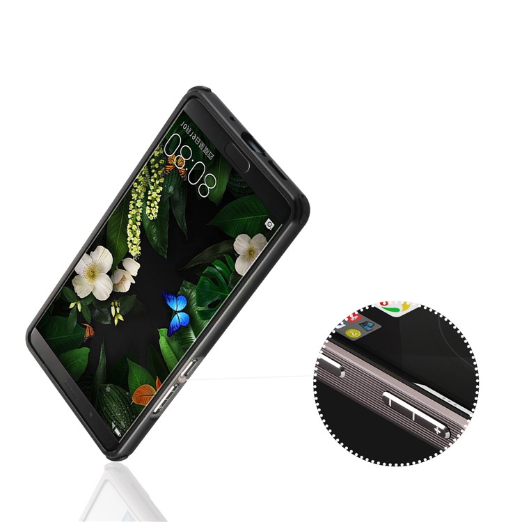 Electroplated Metal Bumper + Carbon Fiber PC Back Panel Slide-on Case for Huawei Mate 10 - Black-2