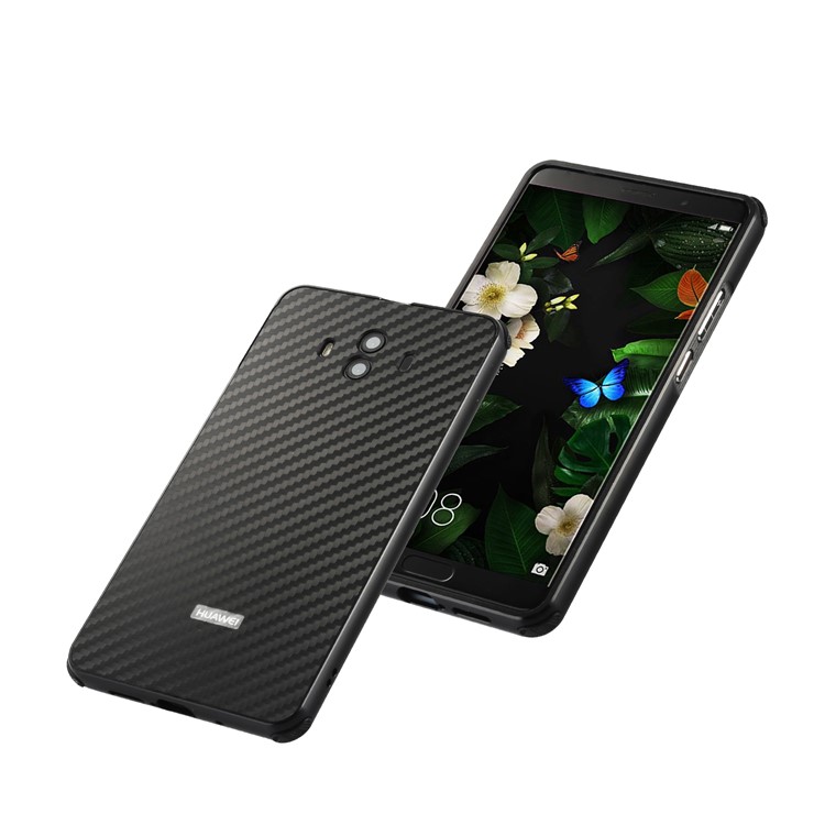 Electroplated Metal Bumper + Carbon Fiber PC Back Panel Slide-on Case for Huawei Mate 10 - Black-3