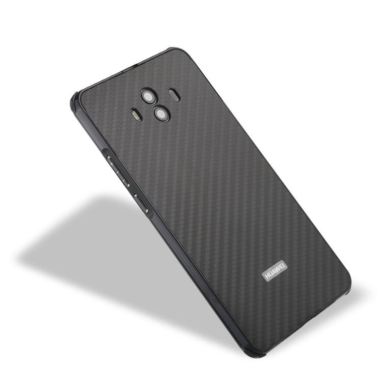 Electroplated Metal Bumper + Carbon Fiber PC Back Panel Slide-on Case for Huawei Mate 10 - Black-5