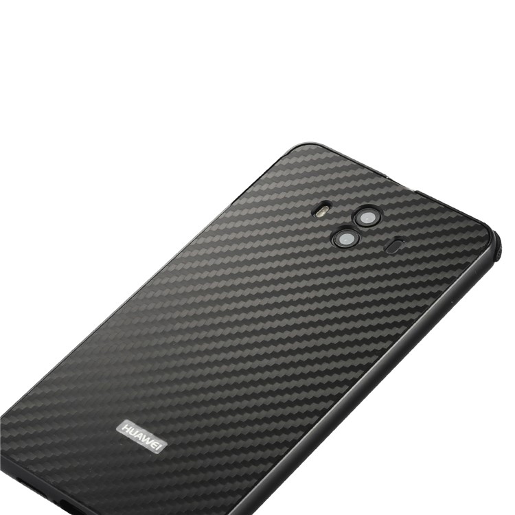 Electroplated Metal Bumper + Carbon Fiber PC Back Panel Slide-on Case for Huawei Mate 10 - Black-6