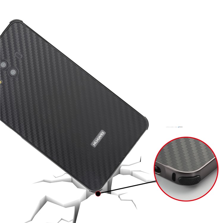 Electroplated Metal Bumper + Carbon Fiber PC Back Panel Slide-on Case for Huawei Mate 10 - Black-7