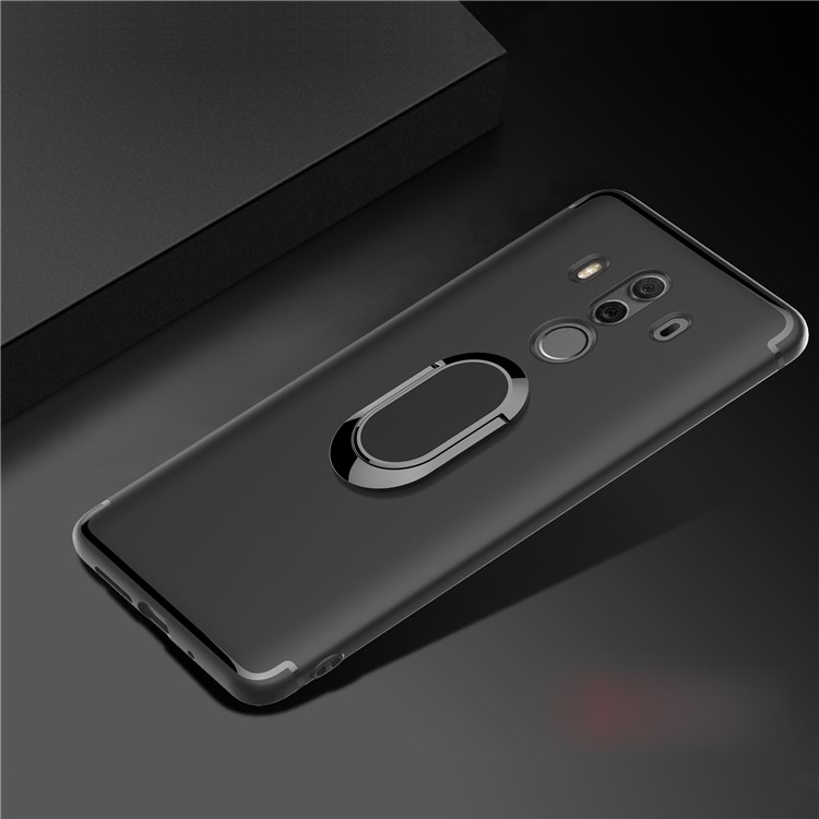 Magnetic Finger Ring Kickstand Matte TPU Back Case for Huawei Mate 10 Pro - Black-11