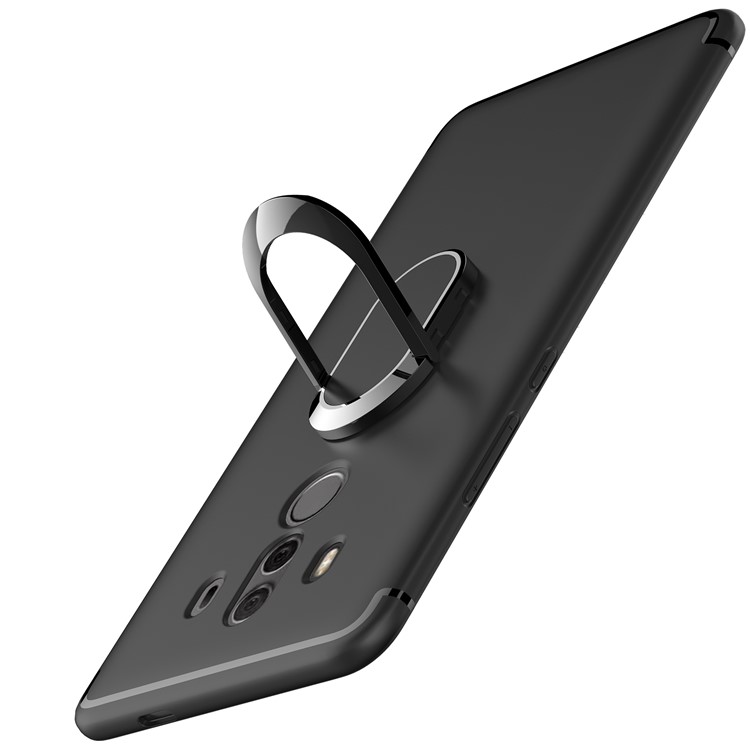 Magnetic Finger Ring Kickstand Matte TPU Back Case for Huawei Mate 10 Pro - Black-2