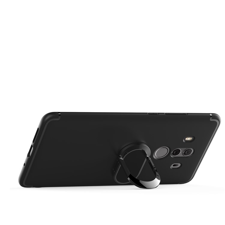 Magnetic Finger Ring Kickstand Matte TPU Back Case for Huawei Mate 10 Pro - Black-4