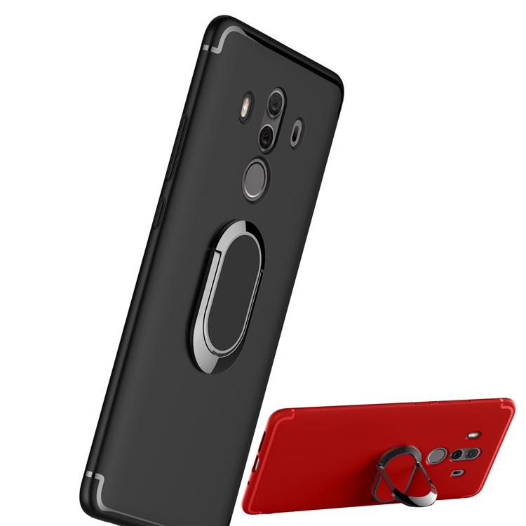 Magnetic Finger Ring Kickstand Matte TPU Back Case for Huawei Mate 10 Pro - Black-5