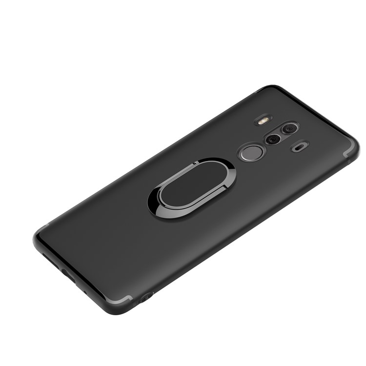 Magnetic Finger Ring Kickstand Matte TPU Back Case for Huawei Mate 10 Pro - Black-6