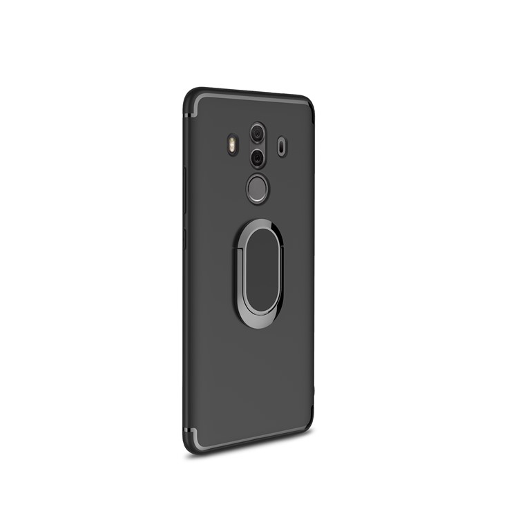 Magnetic Finger Ring Kickstand Matte TPU Back Case for Huawei Mate 10 Pro - Black-7