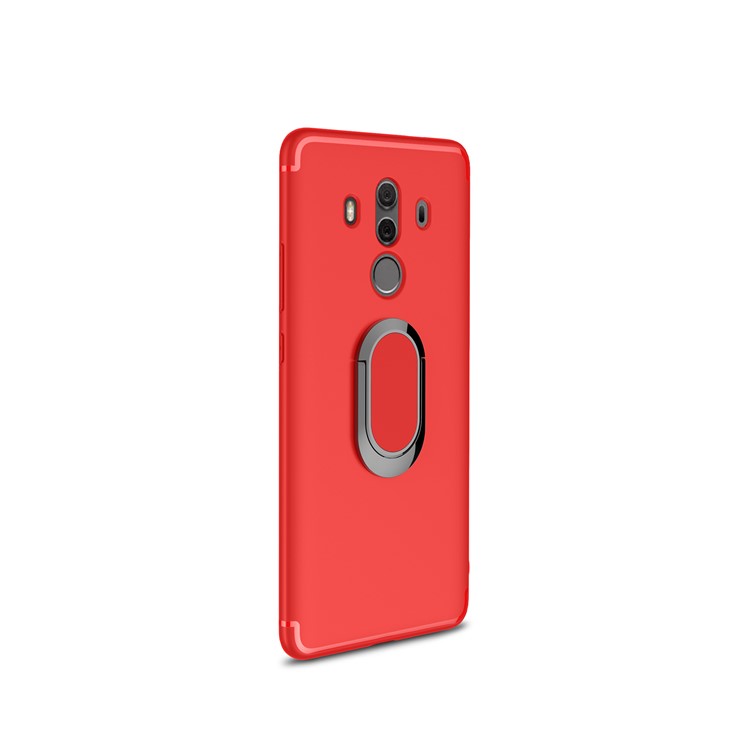 Magnetic Finger Ring Kickstand Matte TPU Shell Case for Huawei Mate 10 Pro - Red-1