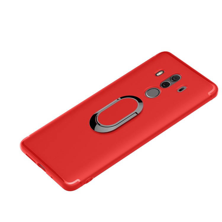 Magnetic Finger Ring Kickstand Matte TPU Shell Case for Huawei Mate 10 Pro - Red-2