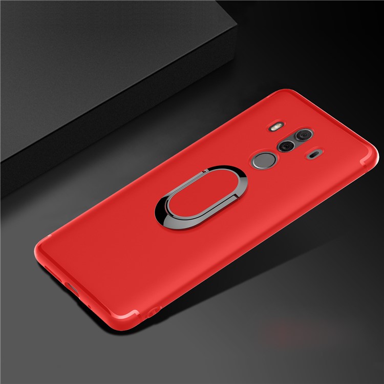 Magnetic Finger Ring Kickstand Matte TPU Shell Case for Huawei Mate 10 Pro - Red-3