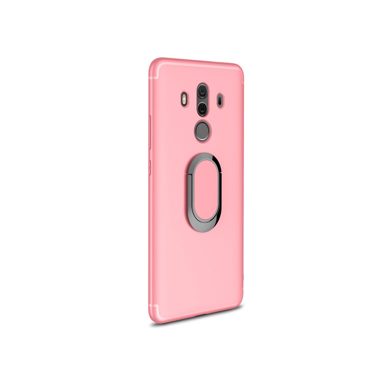 Magnetic Finger Ring Kickstand Matte TPU Phone Case for Huawei Mate 10 Pro - Pink-1