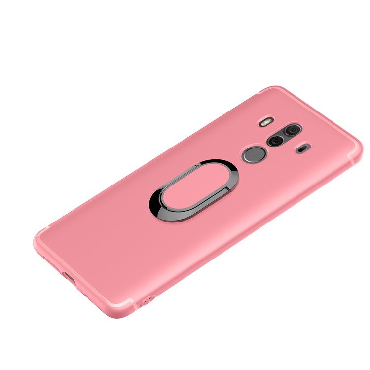 Magnetic Finger Ring Kickstand Matte TPU Phone Case for Huawei Mate 10 Pro - Pink-2