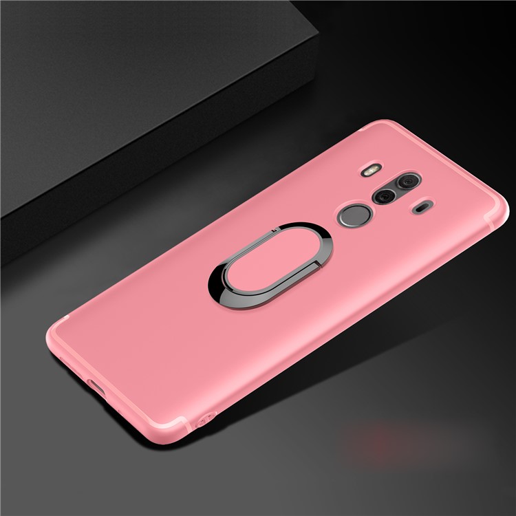 Magnetic Finger Ring Kickstand Matte TPU Phone Case for Huawei Mate 10 Pro - Pink-3