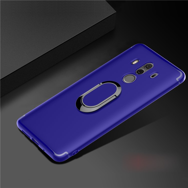 Magnetic Finger Ring Kickstand Matte TPU Cover Case for Huawei Mate 10 Pro - Blue-3