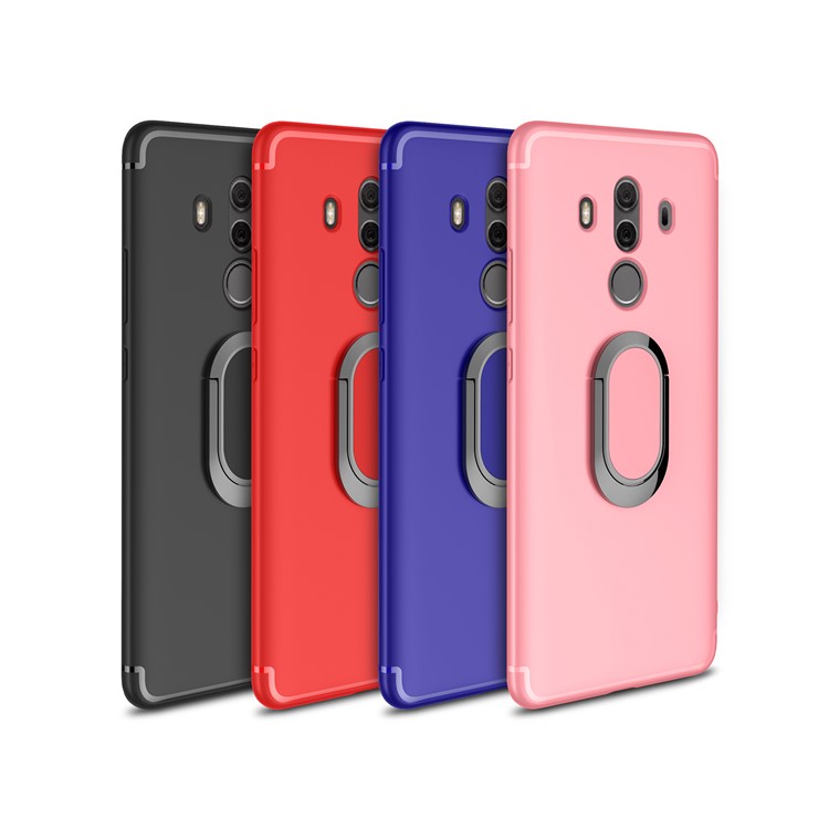 Magnetic Finger Ring Kickstand Matte TPU Cover Case for Huawei Mate 10 Pro - Blue-4