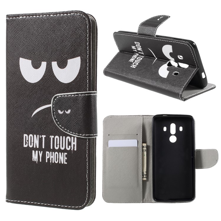 Pattern Printing Cross Texture Stand Wallet Leather Cover for Huawei Mate 10 Pro - Angry Face-1
