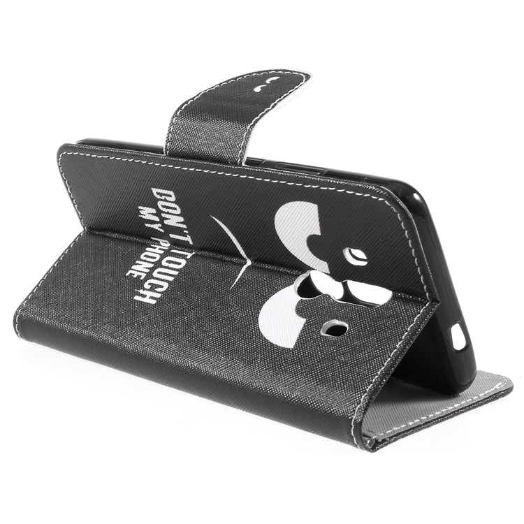 Pattern Printing Cross Texture Stand Wallet Leather Cover for Huawei Mate 10 Pro - Angry Face-5