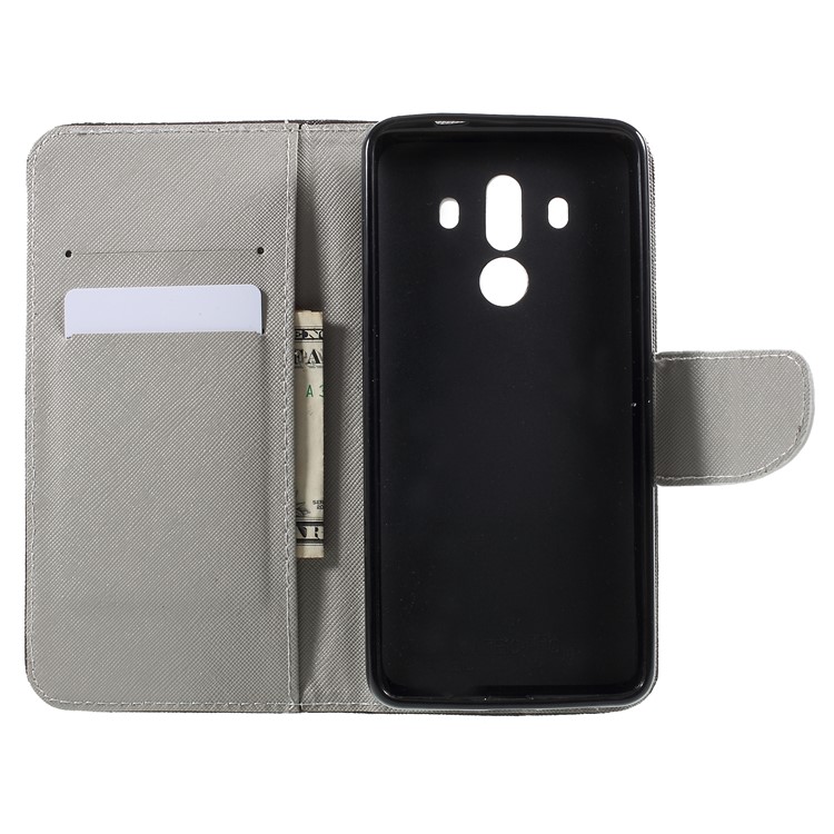 Pattern Printing Cross Texture Stand Wallet Leather Cover for Huawei Mate 10 Pro - Angry Face-6