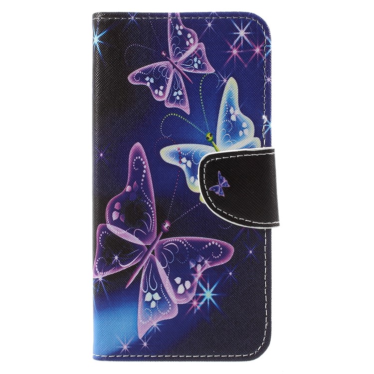 Pattern Printing Cross Texture Stand Wallet Leather Case for Huawei Mate 10 Pro - Crystal Butterfly-1