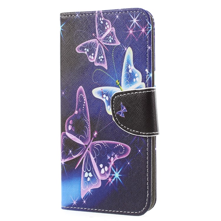 Pattern Printing Cross Texture Stand Wallet Leather Case for Huawei Mate 10 Pro - Crystal Butterfly-3