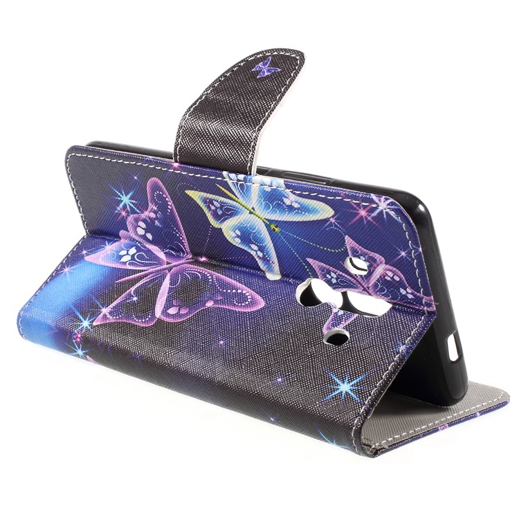 Pattern Printing Cross Texture Stand Wallet Leather Case for Huawei Mate 10 Pro - Crystal Butterfly-5