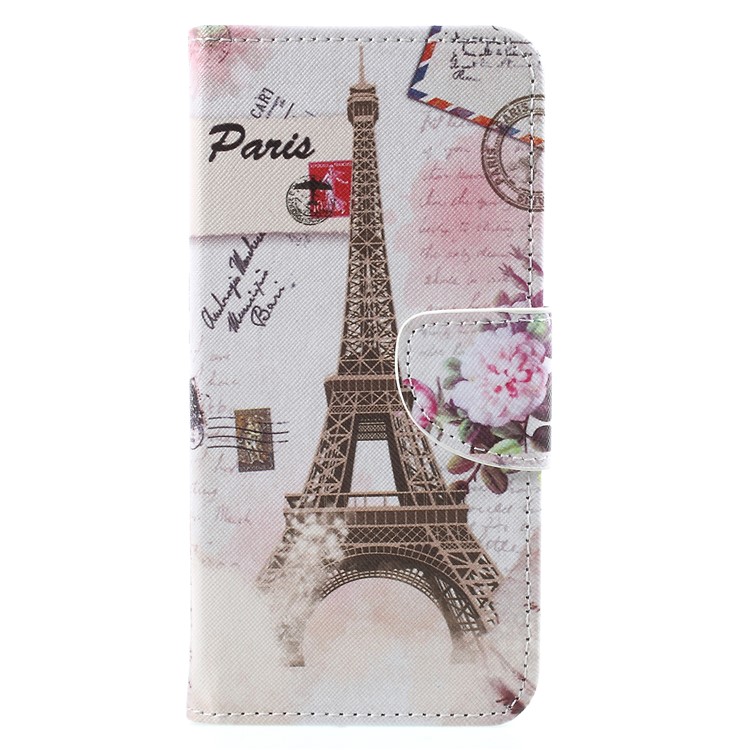 Muster Druck Kreuz Textur Stehen Brieftasche Leder Handy-Cover Für Huawei Mate 10 Pro - Eiffelturm-1