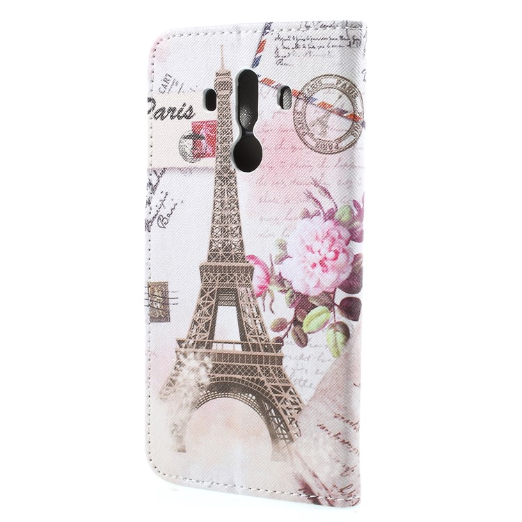 Muster Druck Kreuz Textur Stehen Brieftasche Leder Handy-Cover Für Huawei Mate 10 Pro - Eiffelturm-2