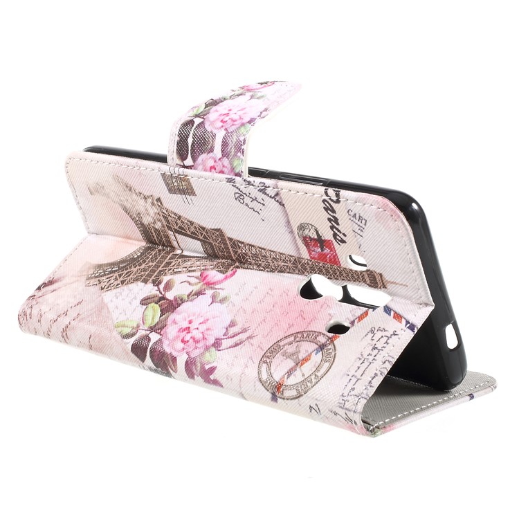 Muster Druck Kreuz Textur Stehen Brieftasche Leder Handy-Cover Für Huawei Mate 10 Pro - Eiffelturm-5
