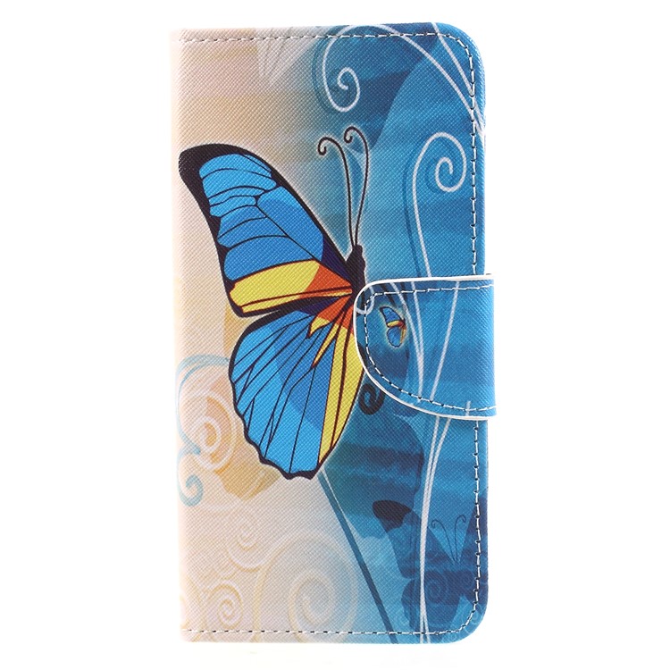 Pattern Printing Cross Texture Stand Wallet Leather Cover with Magnet for Huawei Mate 10 Pro - Blue and Yellow Butterfly-1
