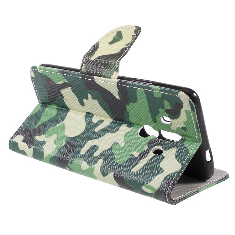 Pattern Printing Cross Texture Stand Wallet Leather Shell with Magnet for Huawei Mate 10 Pro - Camouflage Cloth-5