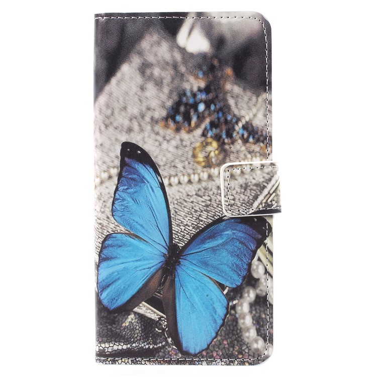 Pattern Printing PU Leather Magnetic Wallet Stand Protective Phone Shell for Huawei Mate 10 Pro - Blue Butterfly-3
