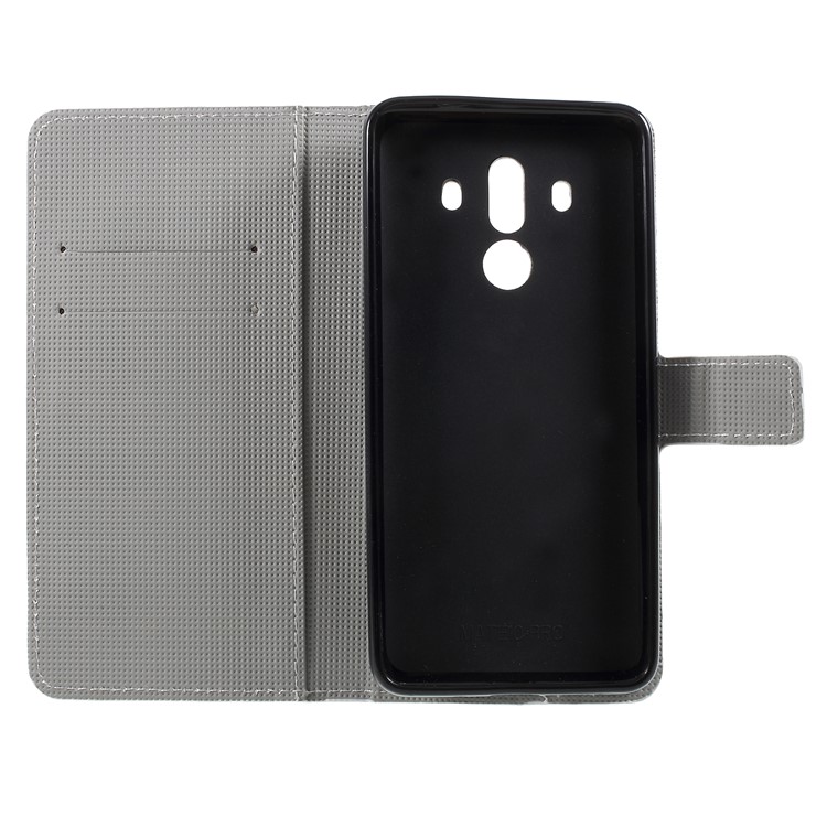 Pattern Printing PU Leather Magnetic Wallet Stand Protective Phone Shell for Huawei Mate 10 Pro - Blue Butterfly-6