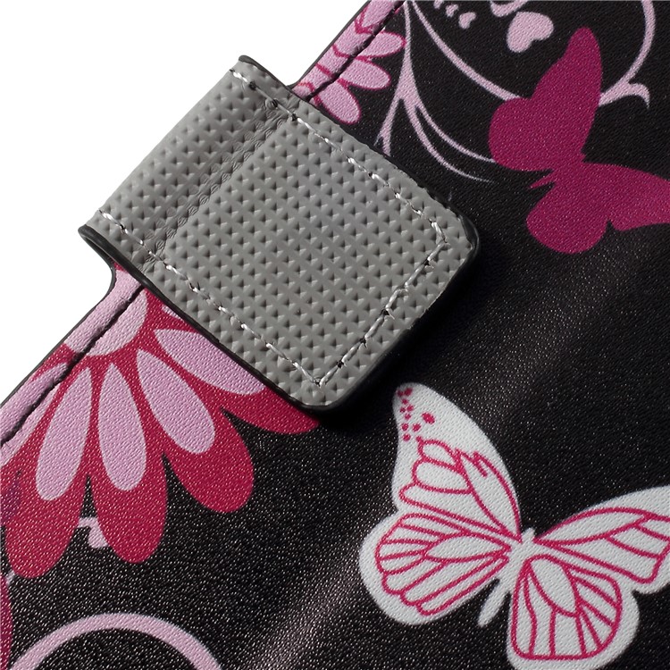Pattern Printing PU Leather Magnetic Wallet Stand Protective Phone Case for Huawei Mate 10 Pro - Pink Flower and Butterfly-10