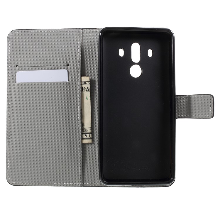 Pattern Printing PU Leather Magnetic Wallet Stand Protective Phone Case for Huawei Mate 10 Pro - Pink Flower and Butterfly-6