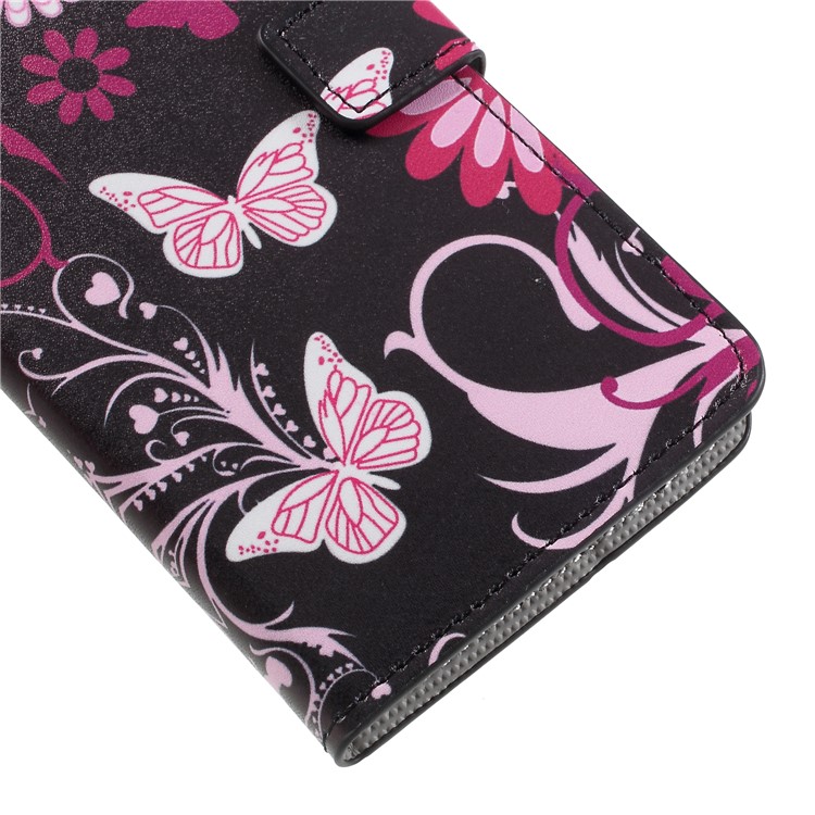 Pattern Printing PU Leather Magnetic Wallet Stand Protective Phone Case for Huawei Mate 10 Pro - Pink Flower and Butterfly-7