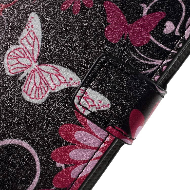 Pattern Printing PU Leather Magnetic Wallet Stand Protective Phone Case for Huawei Mate 10 Pro - Pink Flower and Butterfly-9