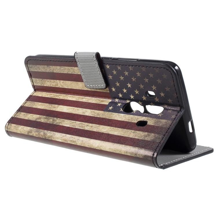 Pattern Printing PU Leather Magnetic Wallet Stand Protective Phone Casing for Huawei Mate 10 Pro - Flag of America-4